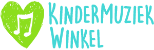 Groen en blauw logo kindermuziek winkel logo