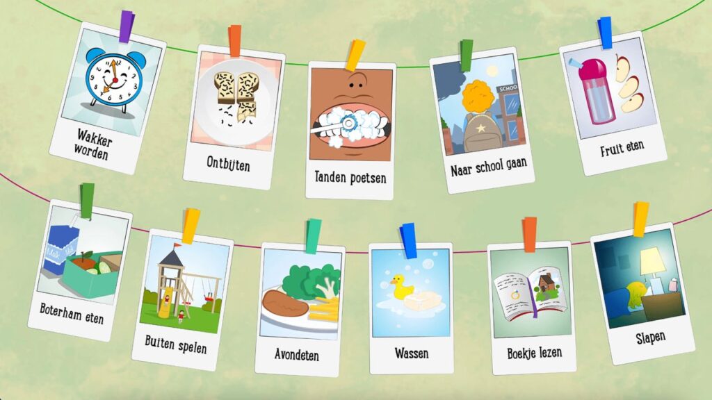 Overzicht van dagritme kaartjes voor peuters en kleuters
